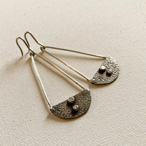 Half moon Drop Earrings with Silver Ball Detail - Tamar Atik Art