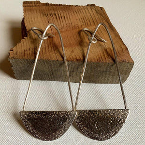 Half moon silver drop earrings - Tamar Atik Art