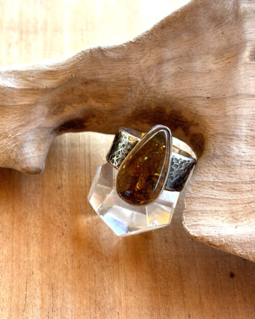 Amber Teardrop Ring