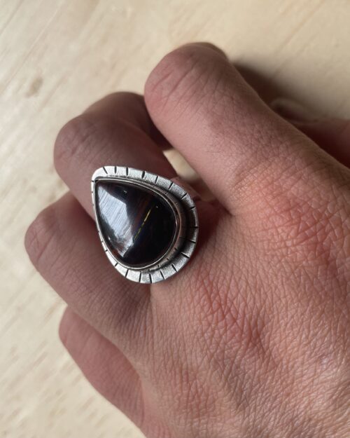 Iron Tiger Eye Teardrop Ring